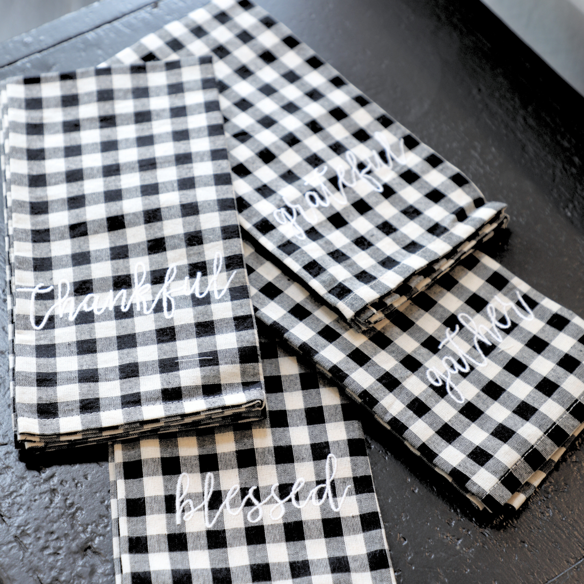 Black & White Check Napkins Set of 4
