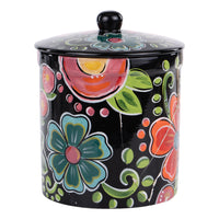 Black Floral Canister