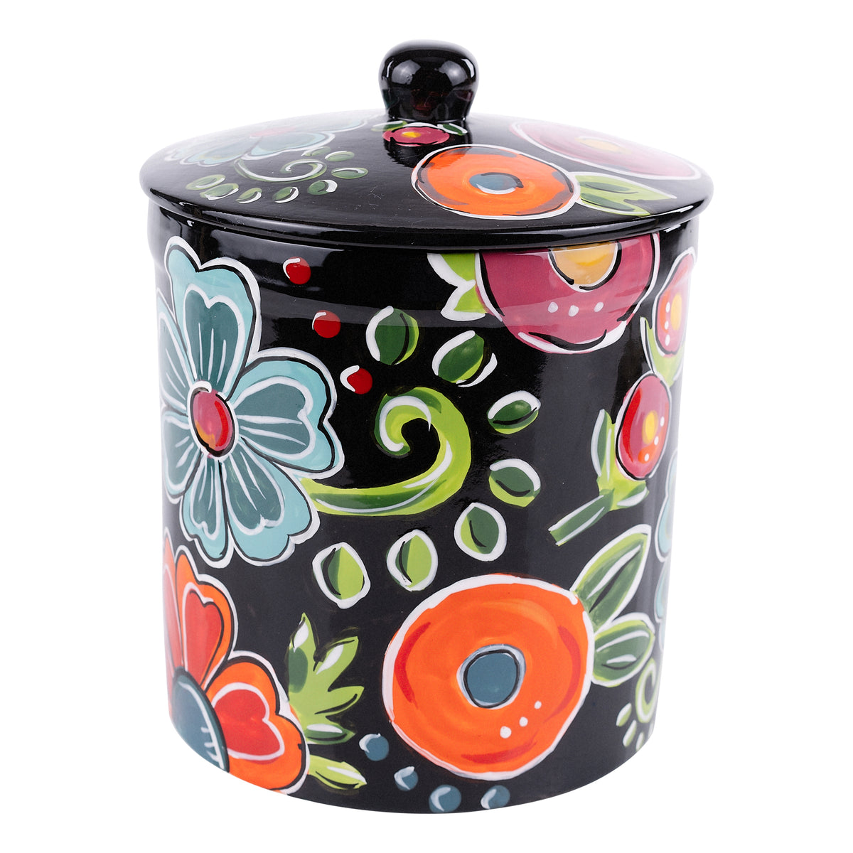 Black Floral Canister