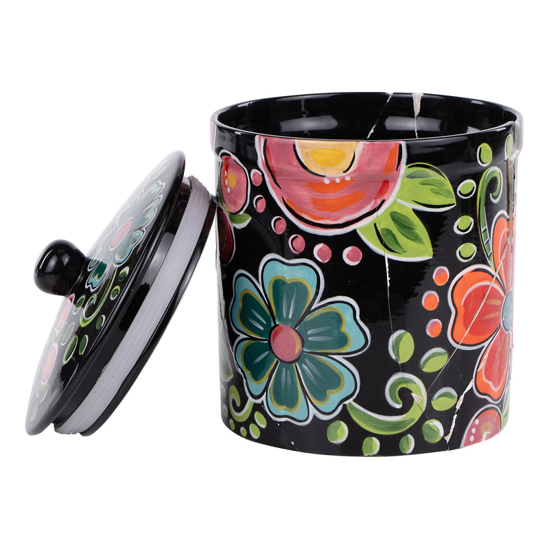 Black Floral Canister