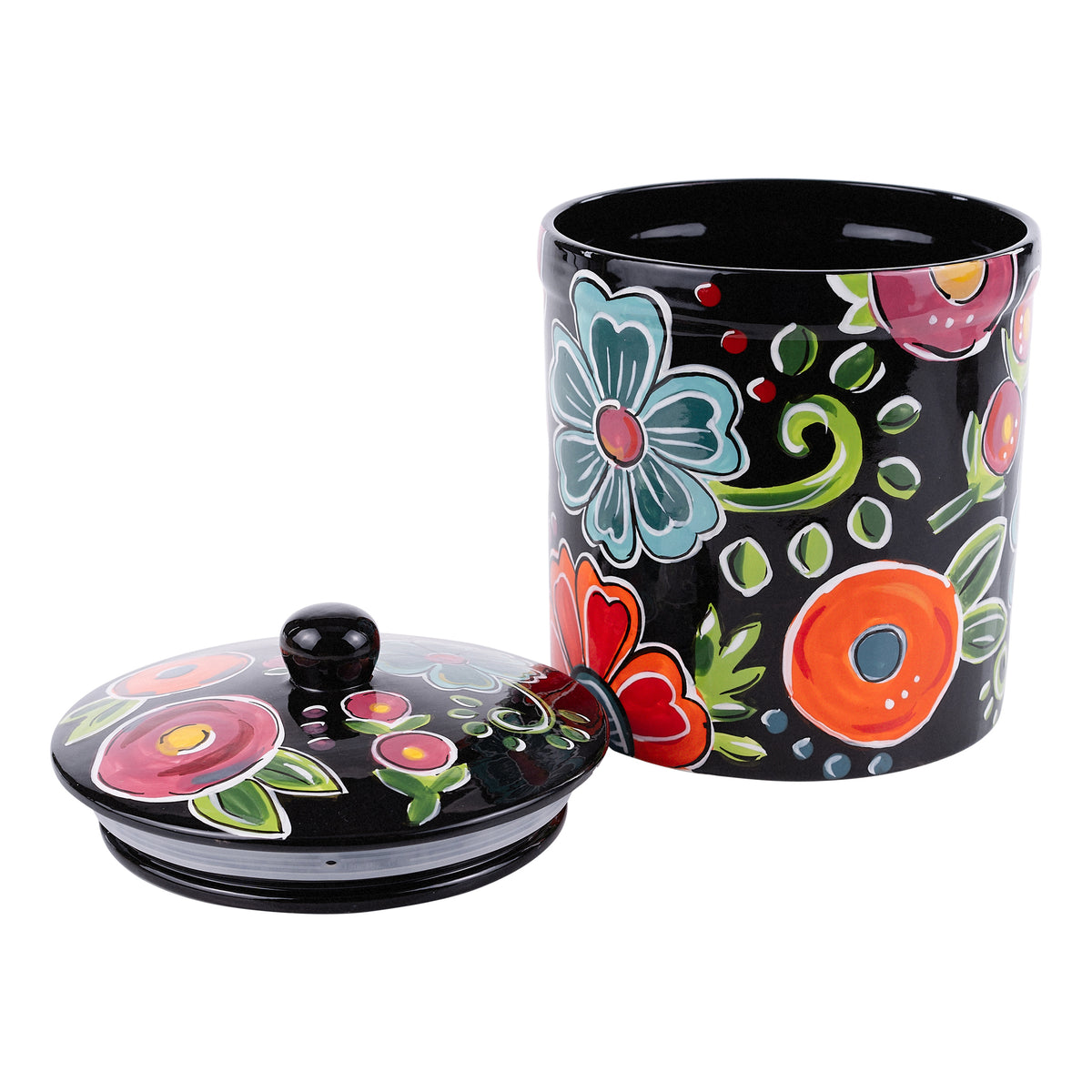 Black Floral Canister