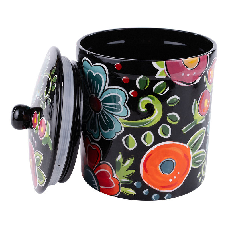 Black Floral Canister