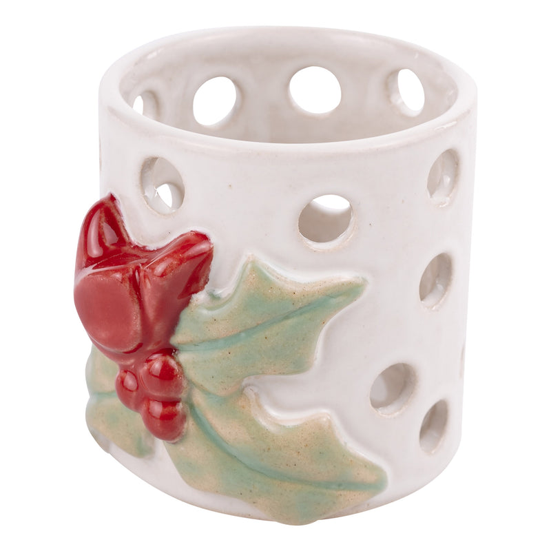 Cardinal Holly Votive Holder