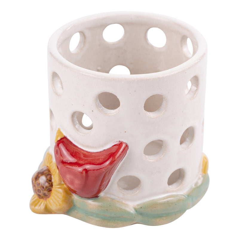 Red Bird Sunflower Votive Holder