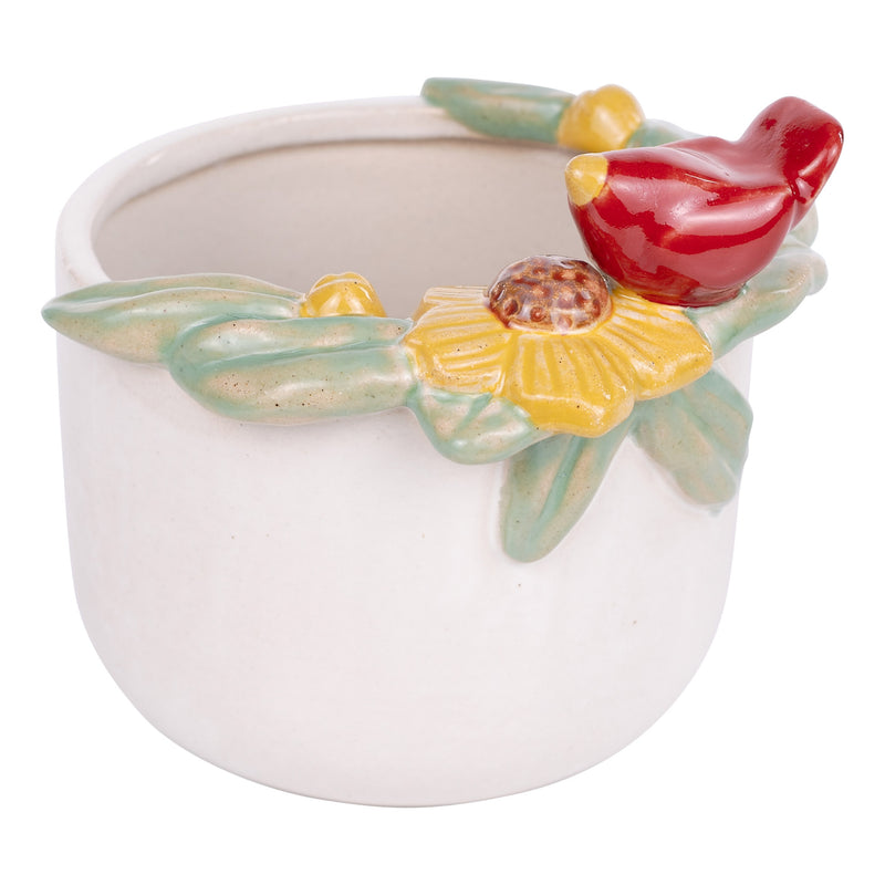 Red Bird Sunflower Flower Pot