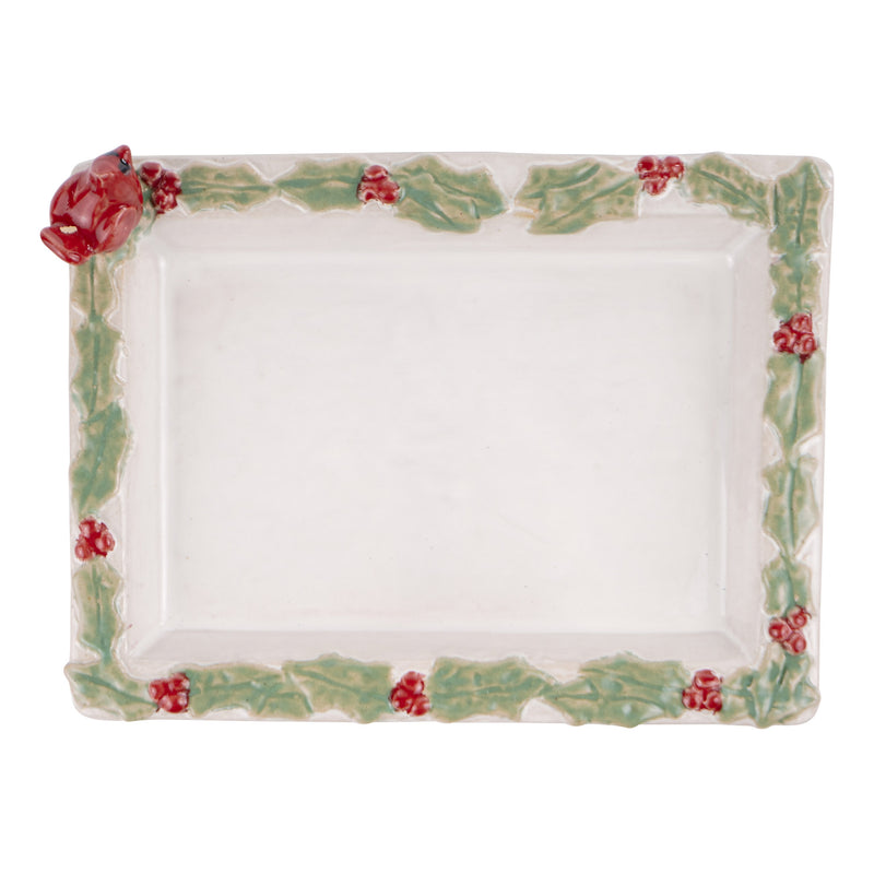 Cardinal Holly Rectangular Platter