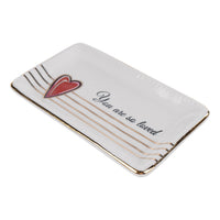 Heart Gold Striped Trinket Tray