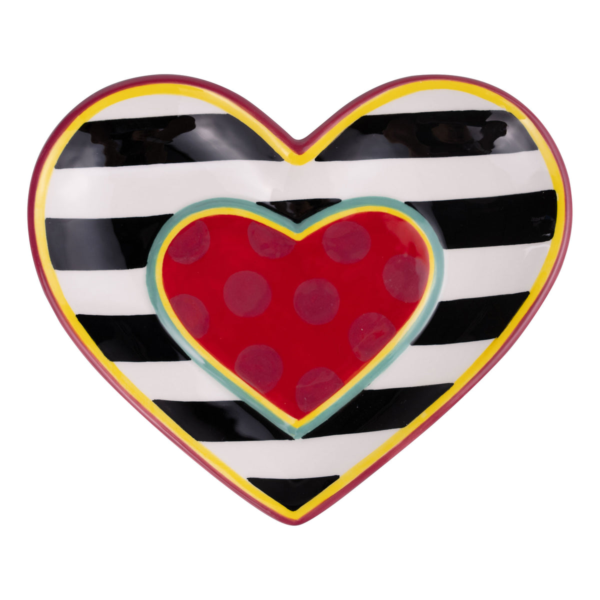 Polka Dot Heart Striped Trinket Tray