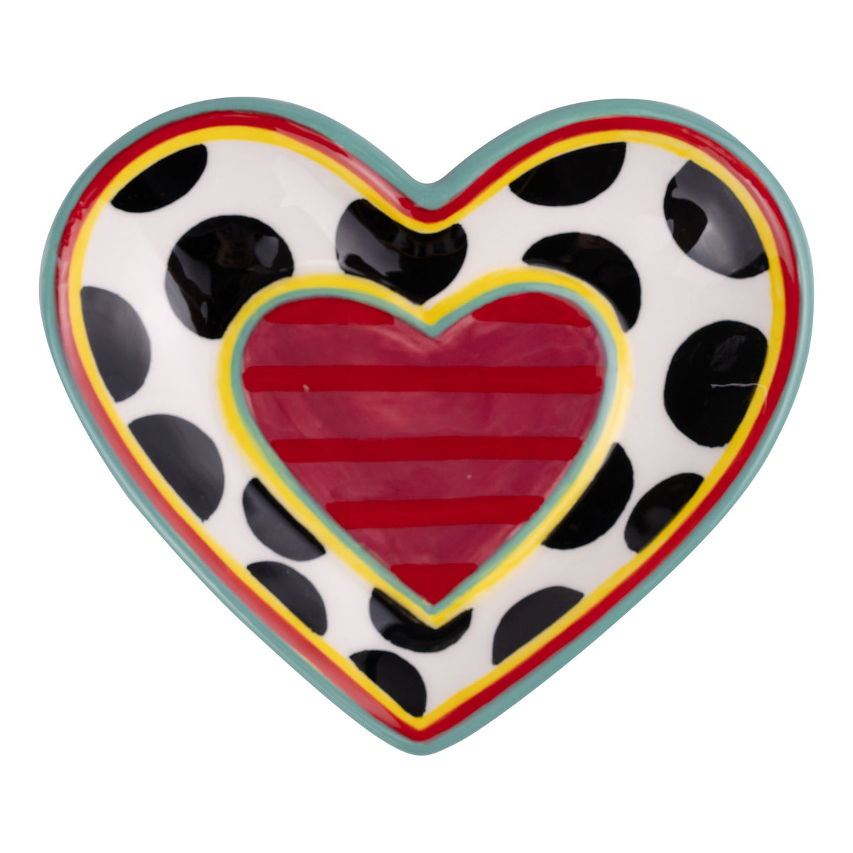 Black & White Polka Dot Heart Trinket Tray