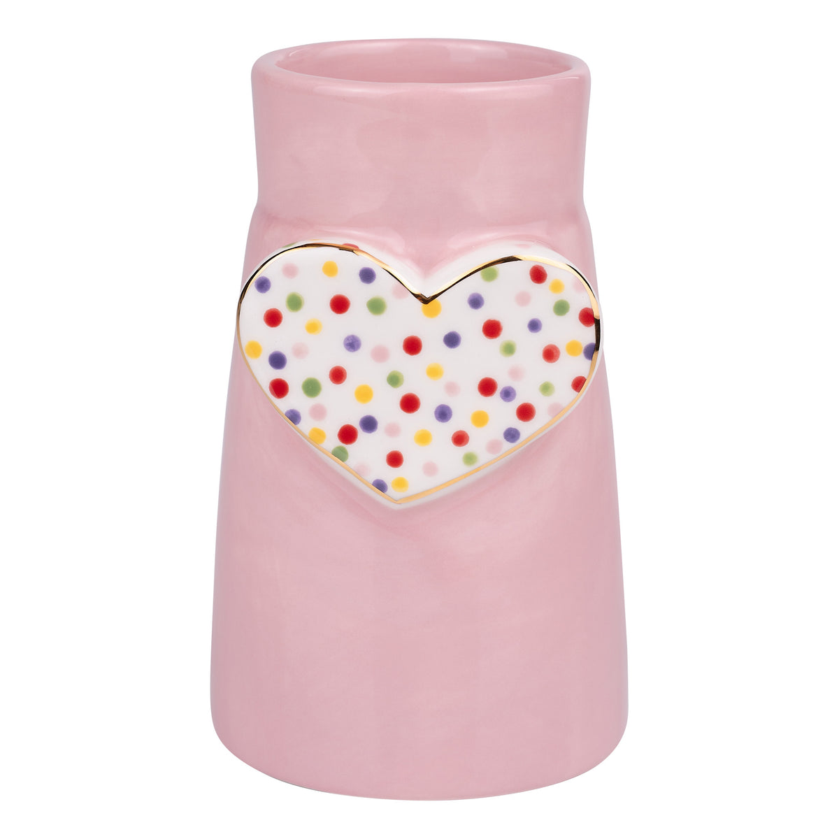 Pink Polka Dot Heart Vase