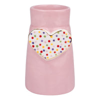 Pink Polka Dot Heart Vase
