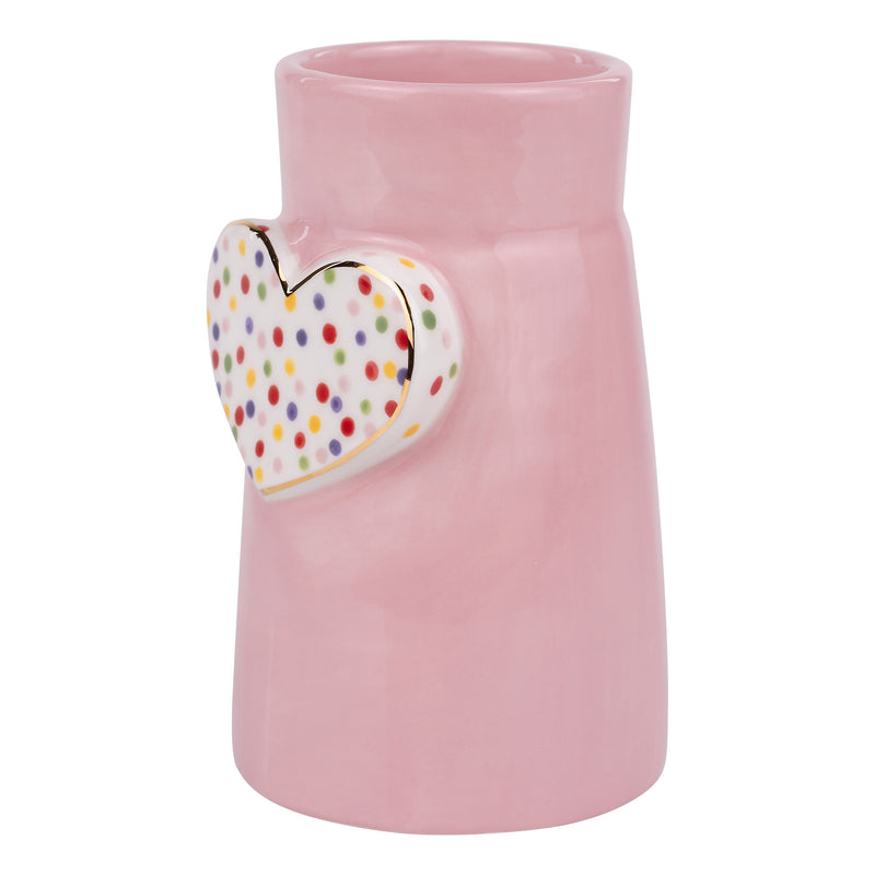 Pink Polka Dot Heart Vase