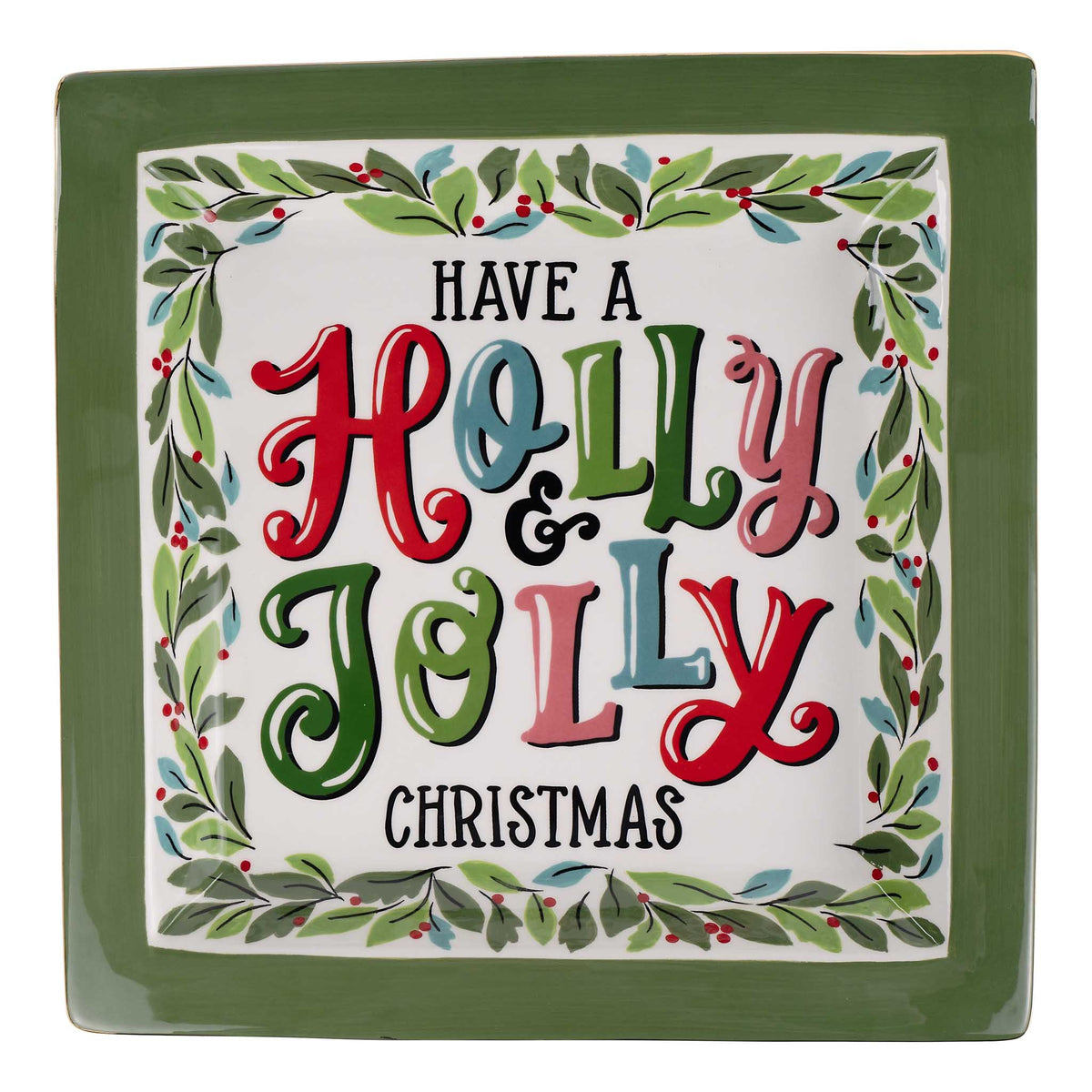Holly Jolly Christmas Wreath Trinket Tray
