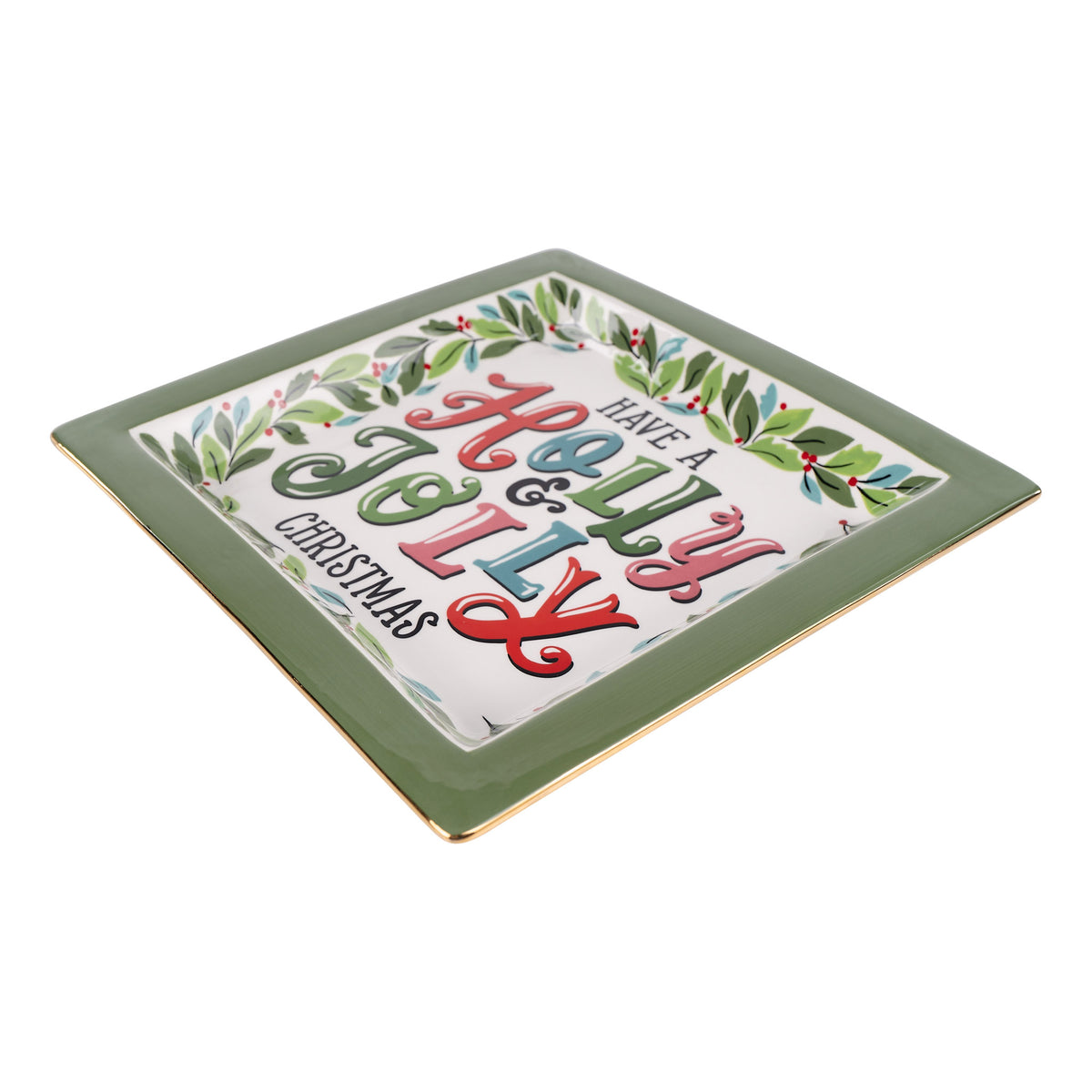 Holly Jolly Christmas Wreath Trinket Tray