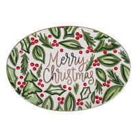 Christmas Holly Berry Oval Tray