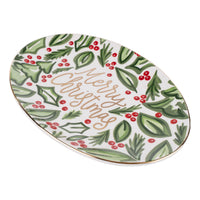 Christmas Holly Berry Oval Tray