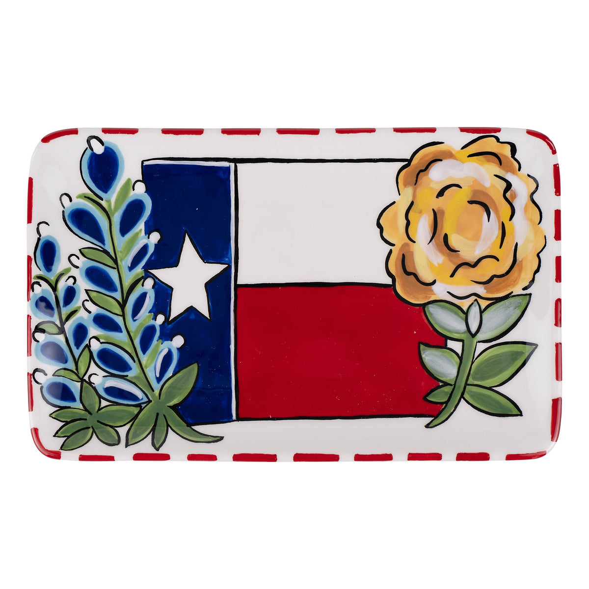 Texas Flag and Yellow Rose Trinket Tray