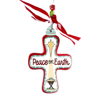 Peace On Earth Nativity Cross Ornament