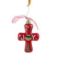 Joy Cross Puff Ornament
