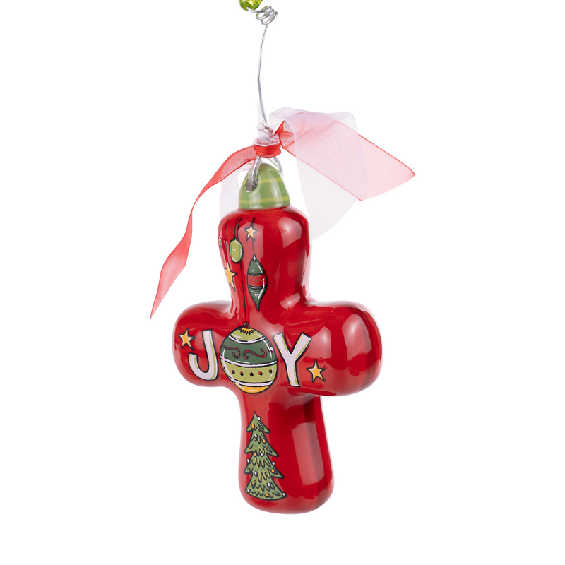 Joy Cross Puff Ornament