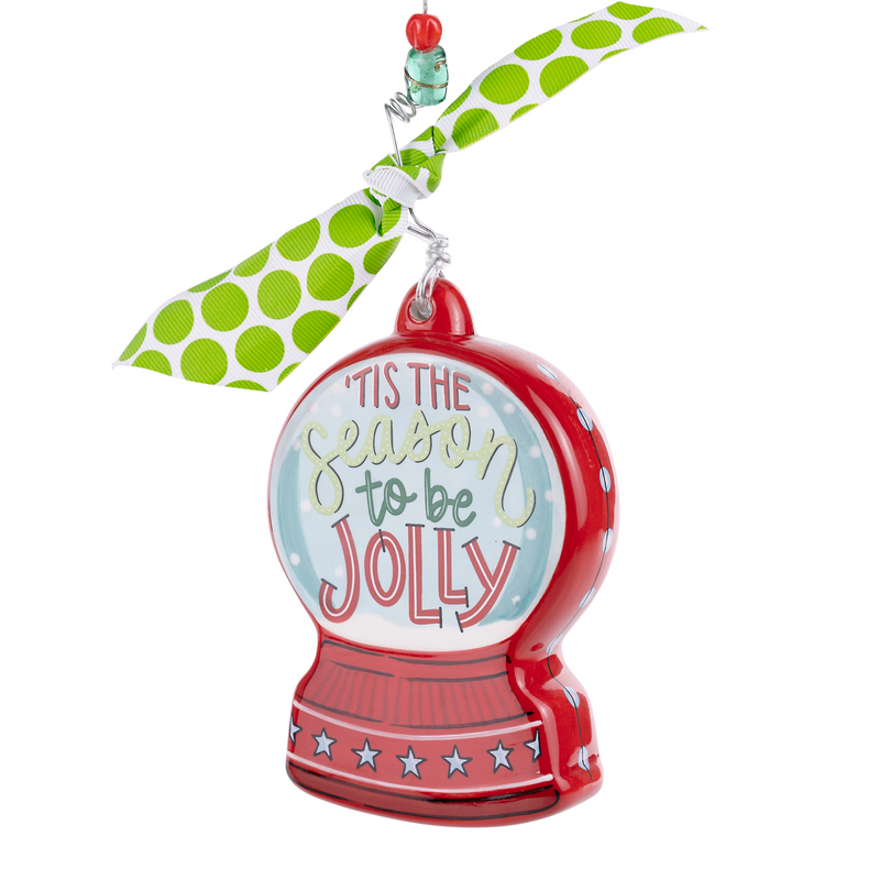 Tis the Season to Be Jolly Snowglobe Puff Ornament