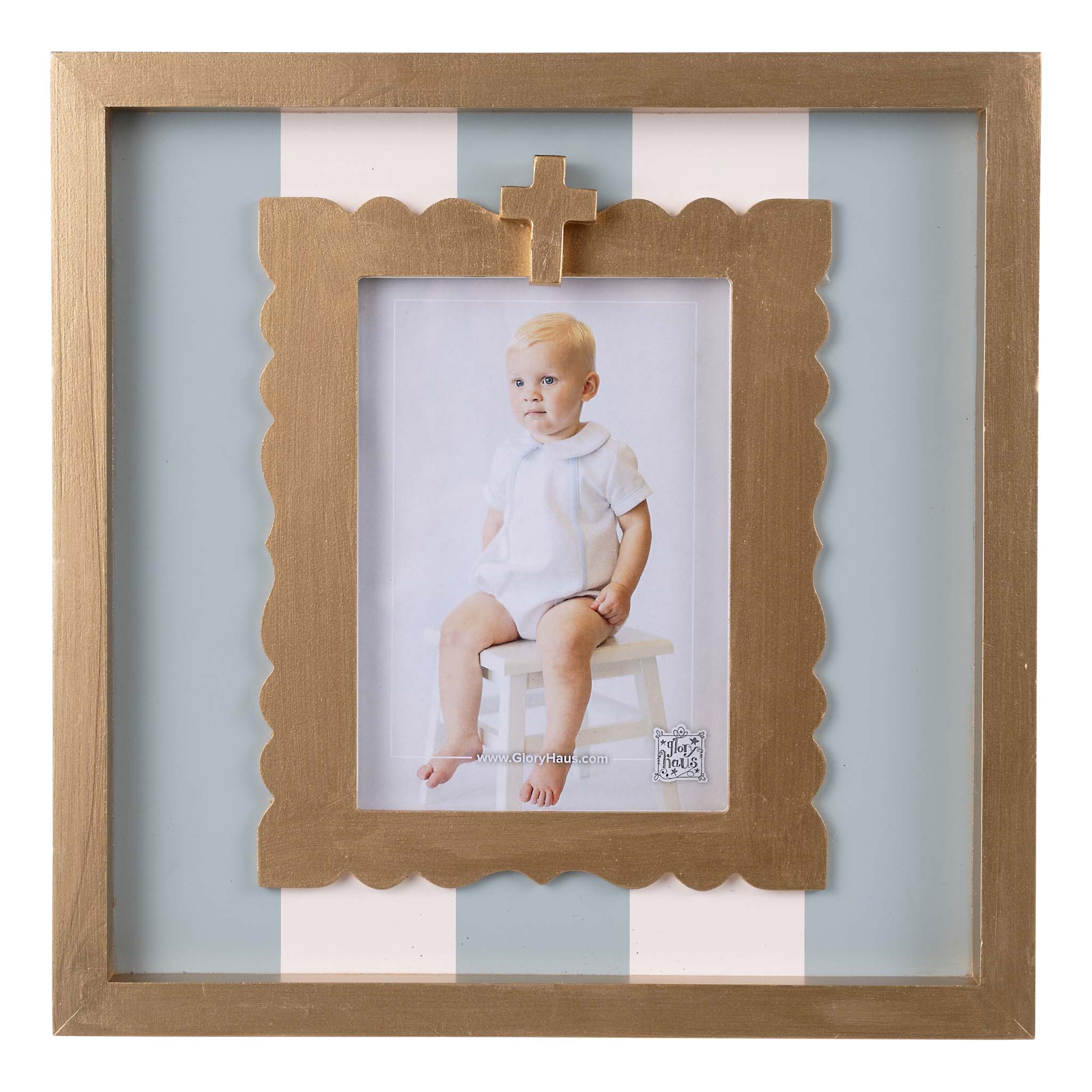 Celebrate Faith with a Gold Cross Striped Frame – GLORY HAUS