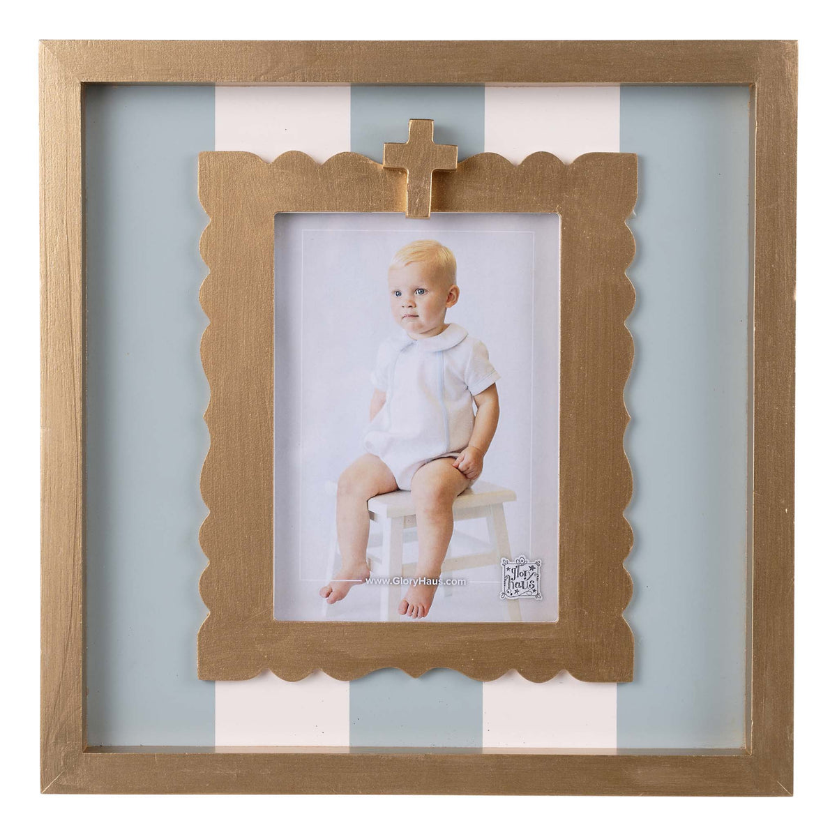 Gold Cross Striped Frame