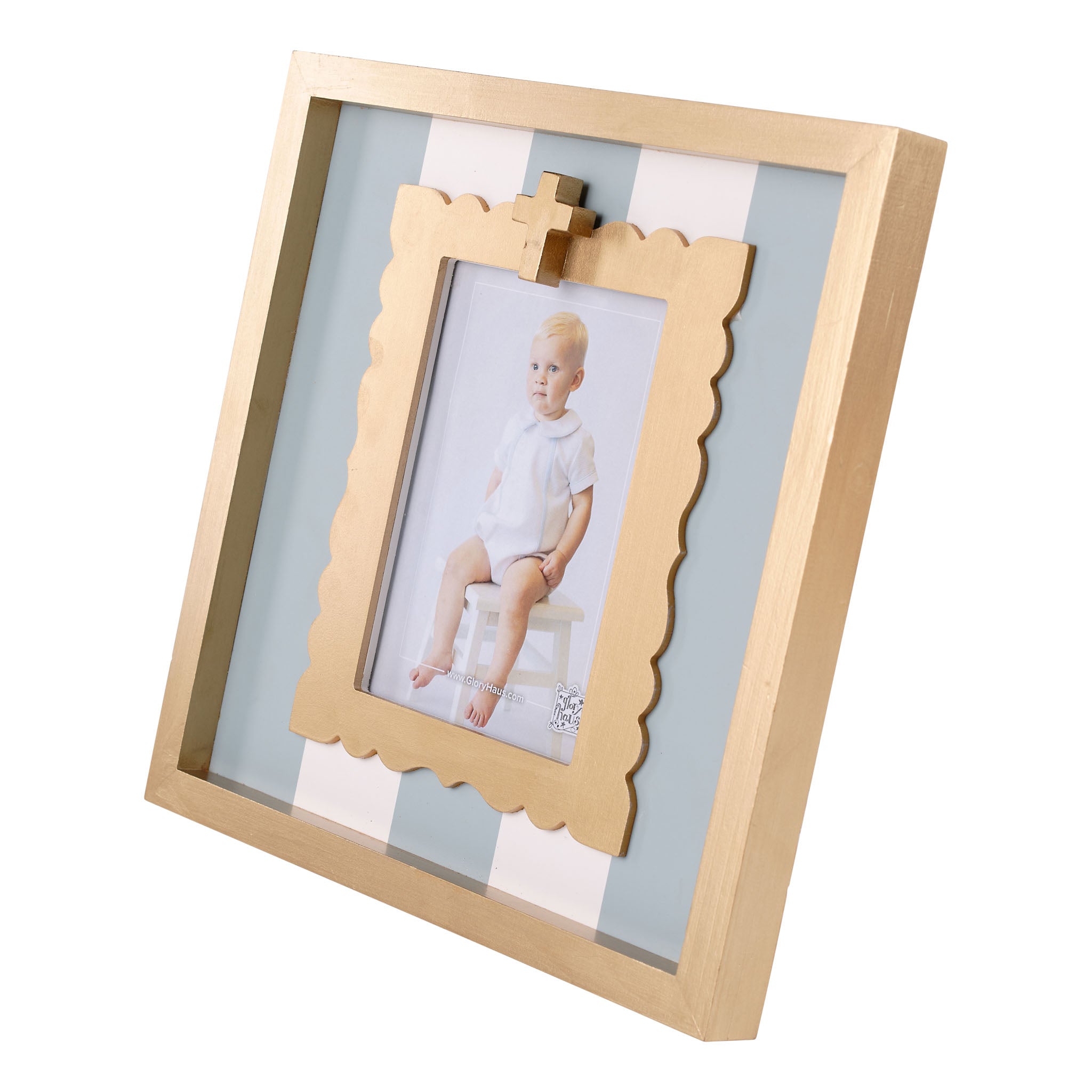 Celebrate Faith with a Gold Cross Striped Frame – GLORY HAUS