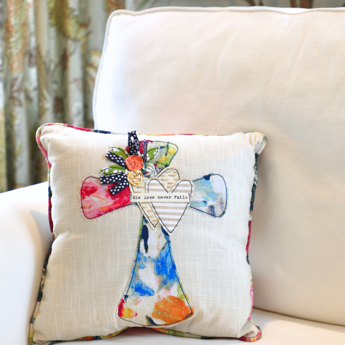 Cross His Love Never Fails Pillow