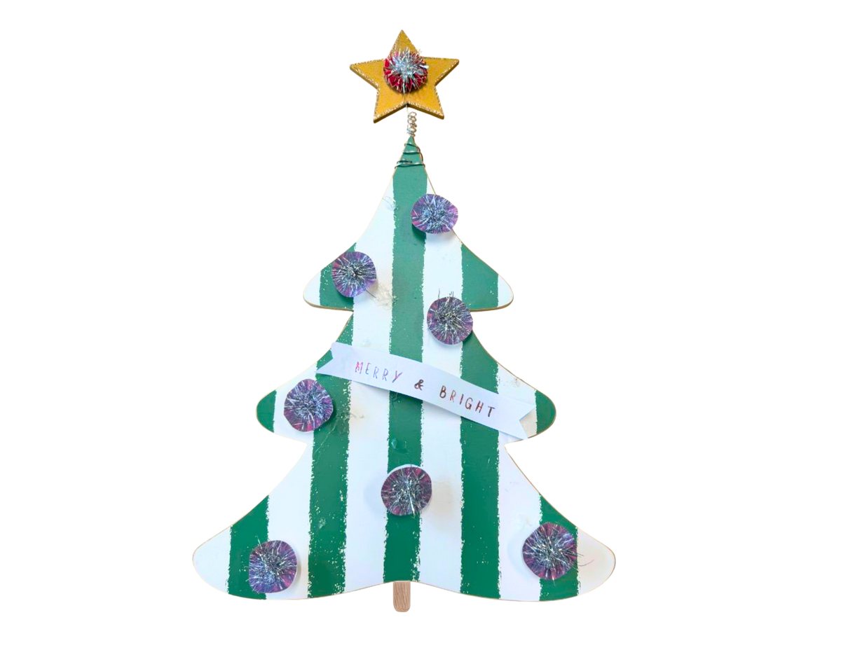 Green Striped Christmas Tree Topper
