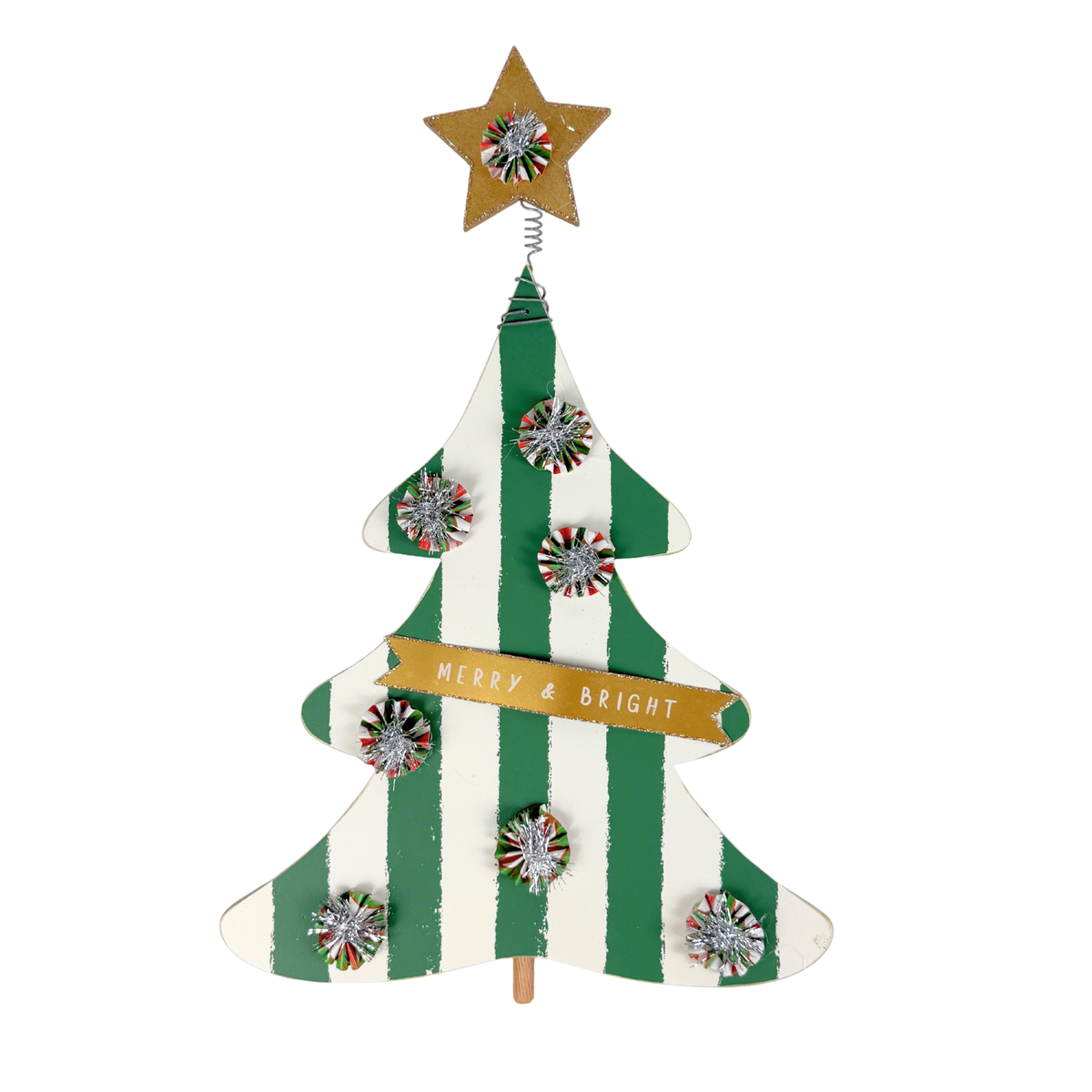 Green Striped Christmas Tree Topper