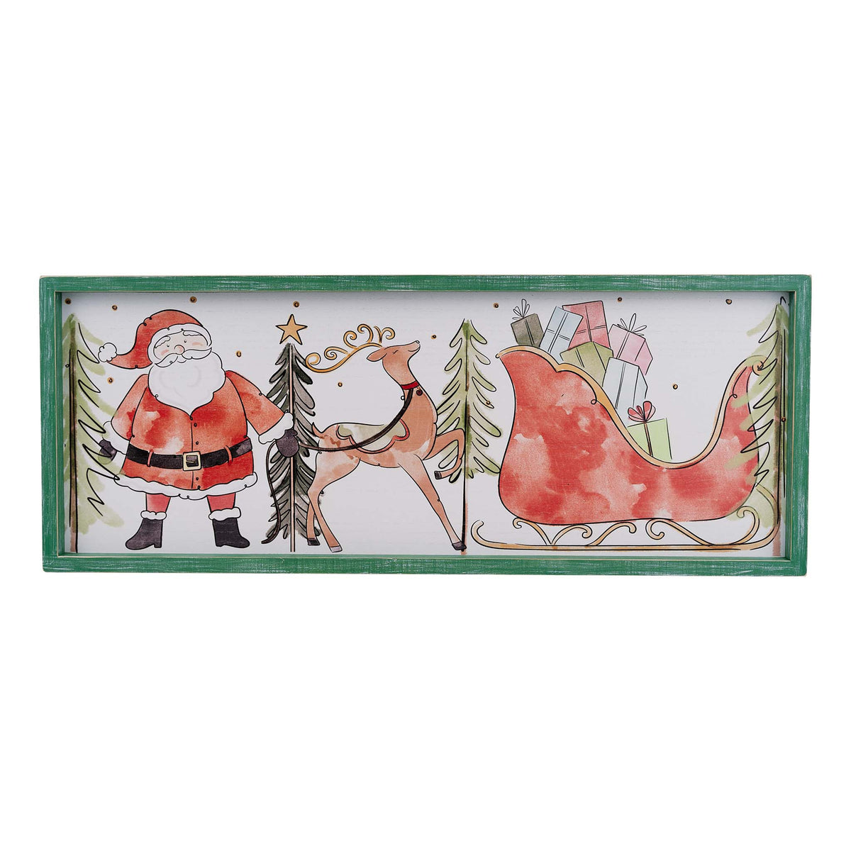 Santa Sleigh Scene Large Framed Board