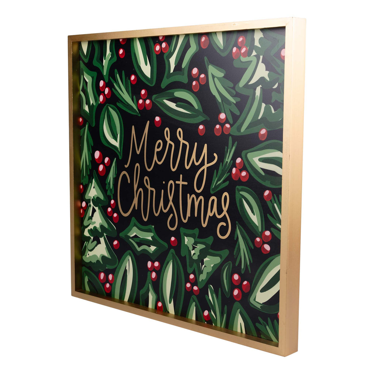 Merry Christmas Holly Framed Board