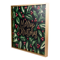 Merry Christmas Holly Framed Board