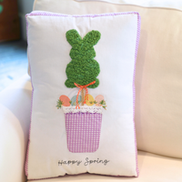 Happy Spring Bunny Topiary Pillow