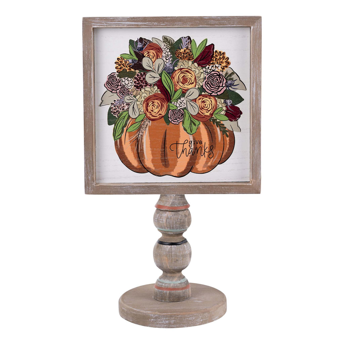 Pumpkin Floral Wood Stand