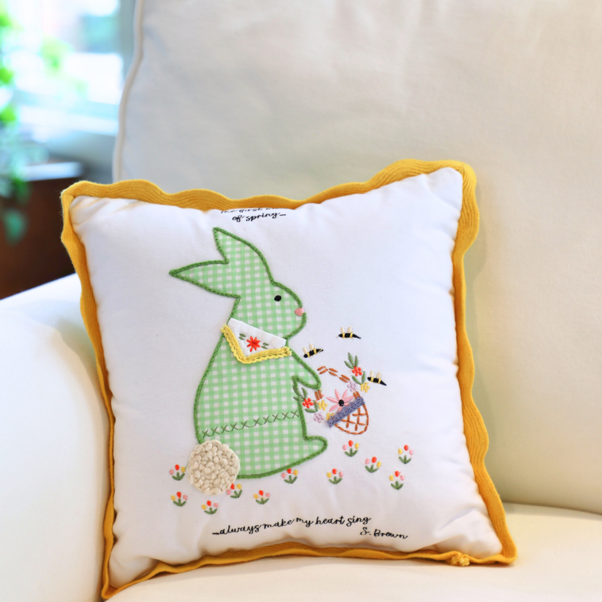 Spring Blooms Bunny Pillow