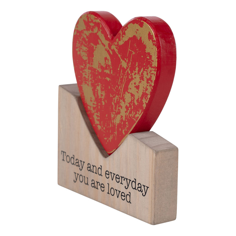 Gold/Red Heart Wood Block