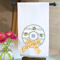 Home Sweet Home Bee Wreath Tea Towel