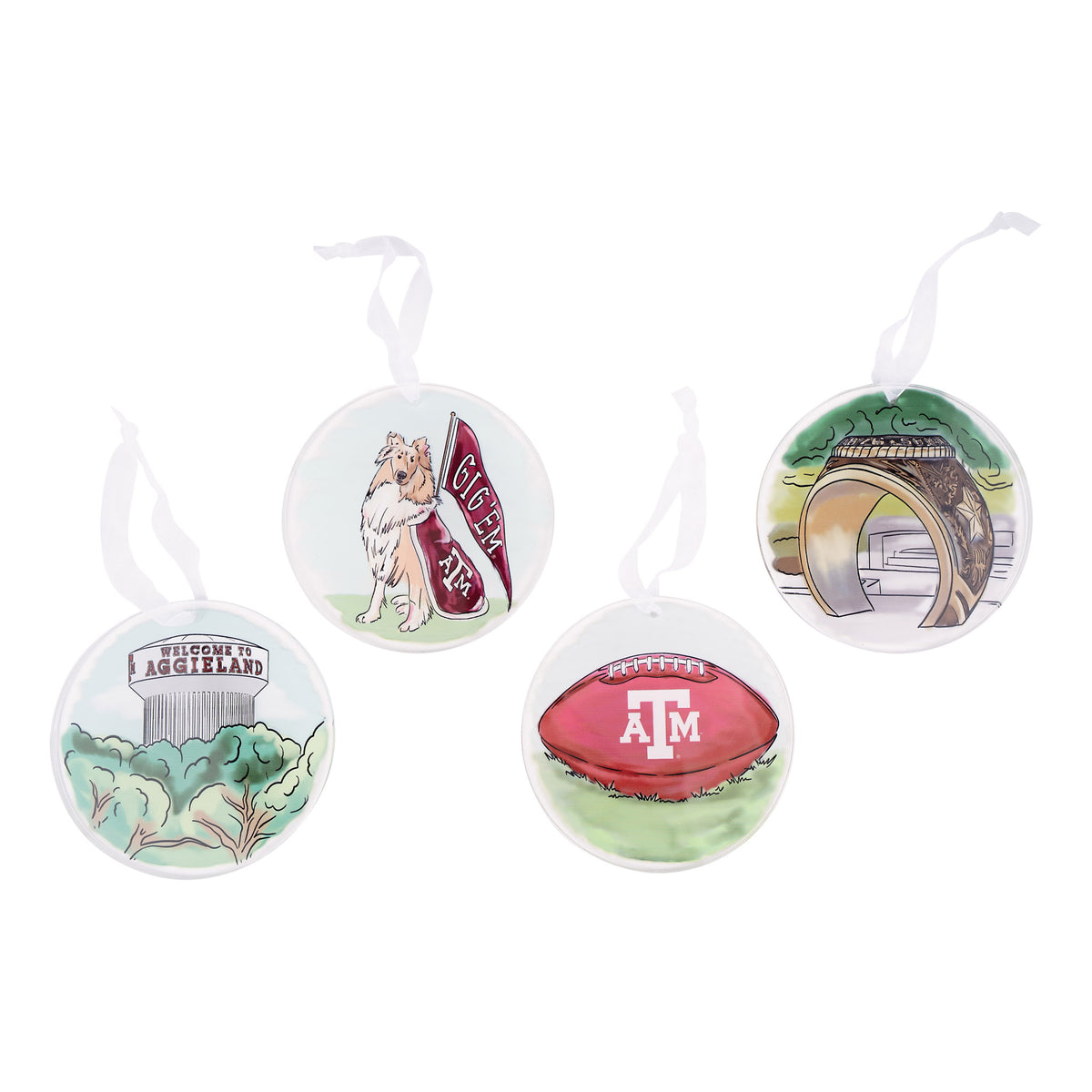 Texas A&M  Ornament Set/4
