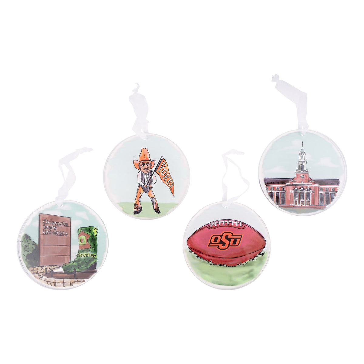 Oklahoma State  Ornament Set/4