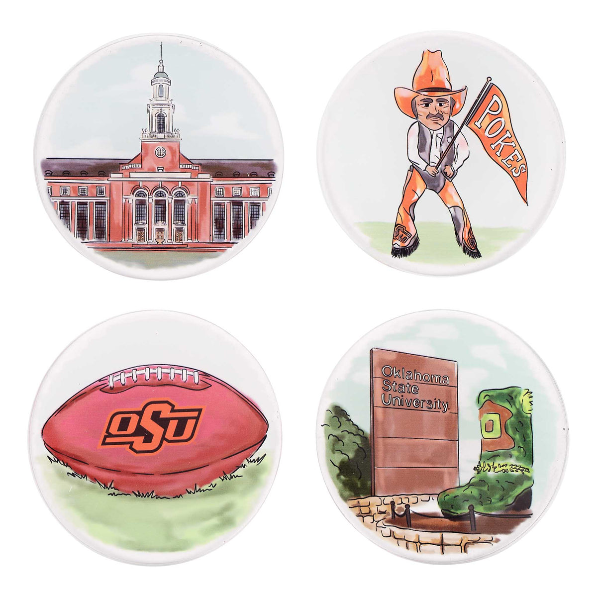 Oklahoma State  Coaster Set/4
