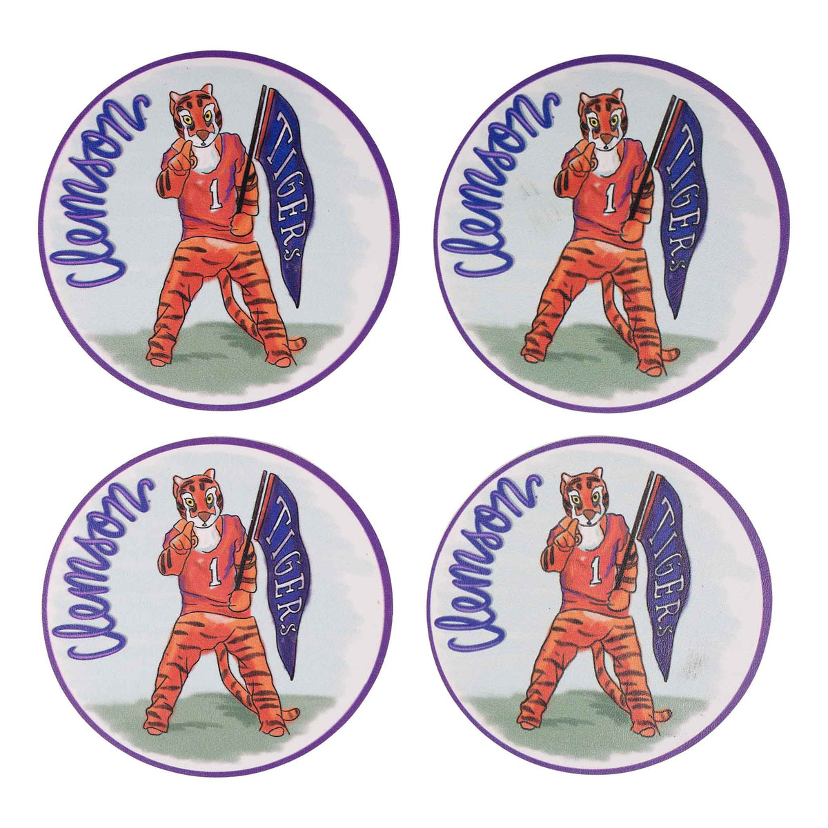 Clemson Mascot Coaster Set/4