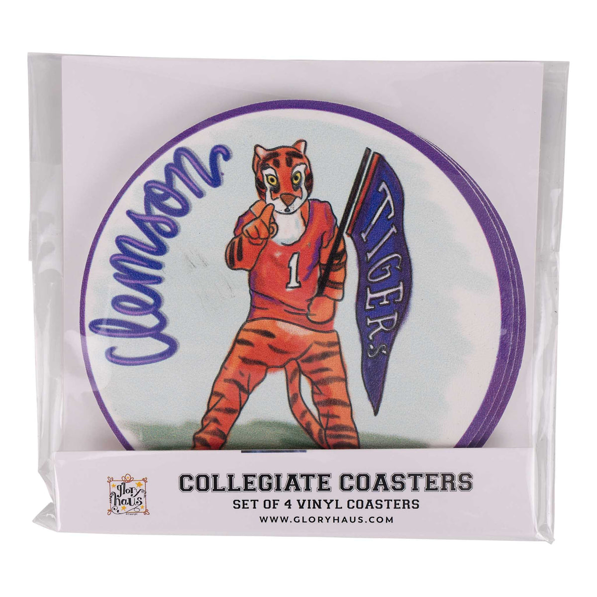 Clemson Mascot Coaster Set/4