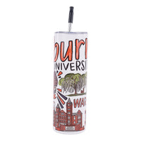 Tumbler with Auburn University branding and graphics on a white background