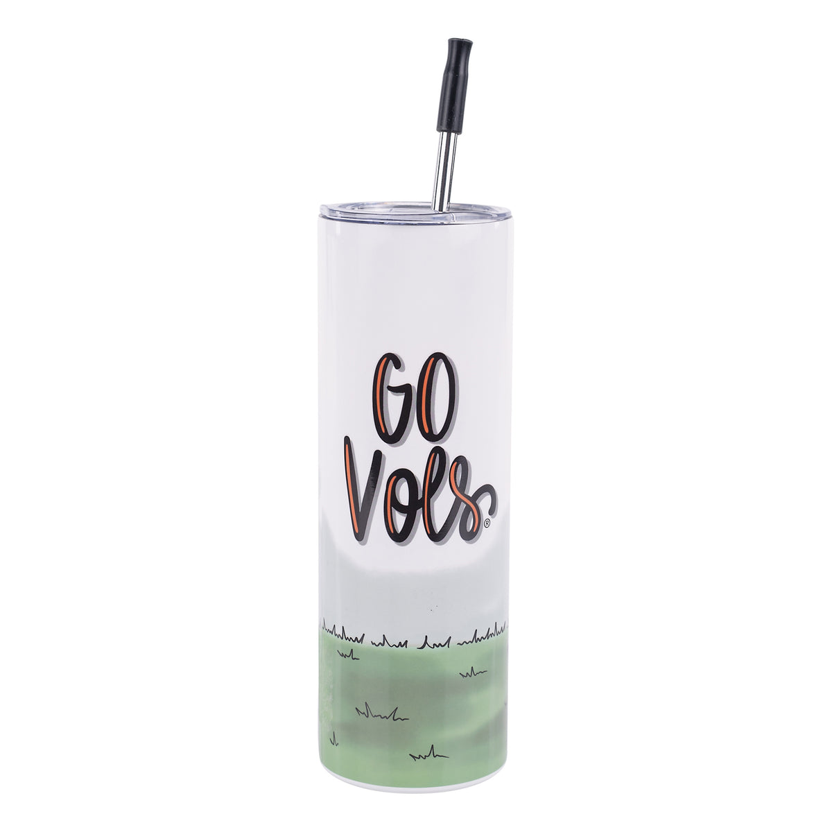 Tennessee Tumbler with 'GO VOLS' text on a white background