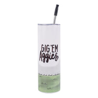 Texas A&M University tumbler featuring text saying  “Gig ’Em Aggies”