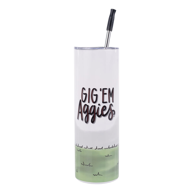 Texas A&M University tumbler featuring text saying  “Gig ’Em Aggies”