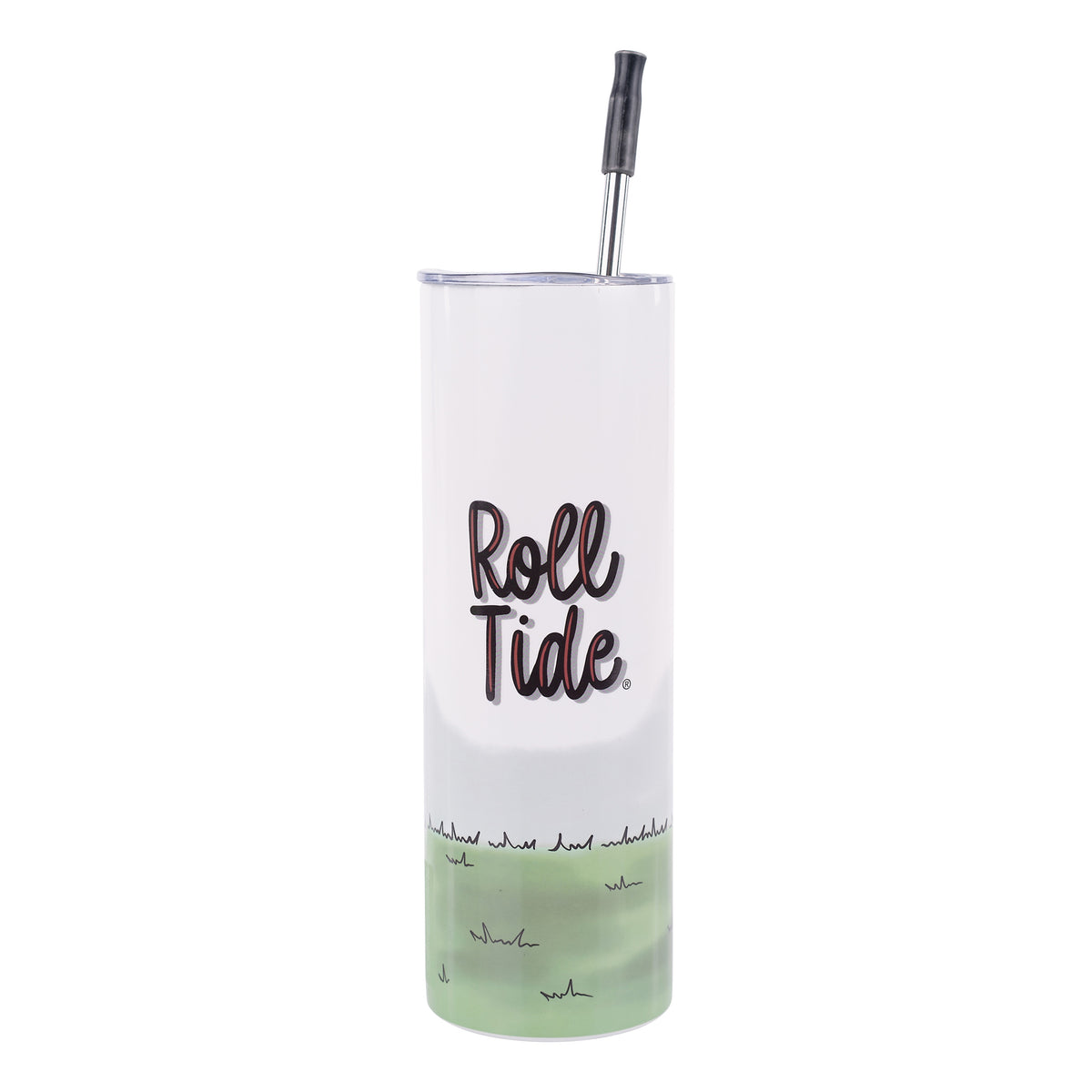 University of Alabama tumbler featuring the text "Roll Tide"