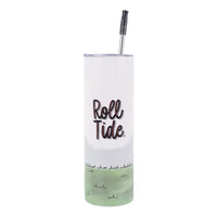 University of Alabama tumbler featuring the text "Roll Tide"